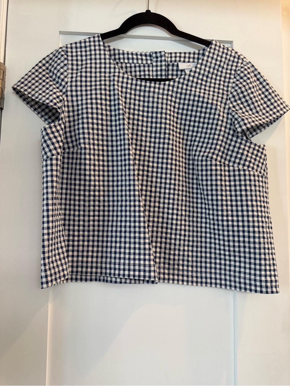 J. Jill Navy and White Gingham Crop Top